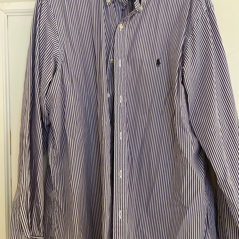 Ralph Lauren Purple and White Button Down Shirt